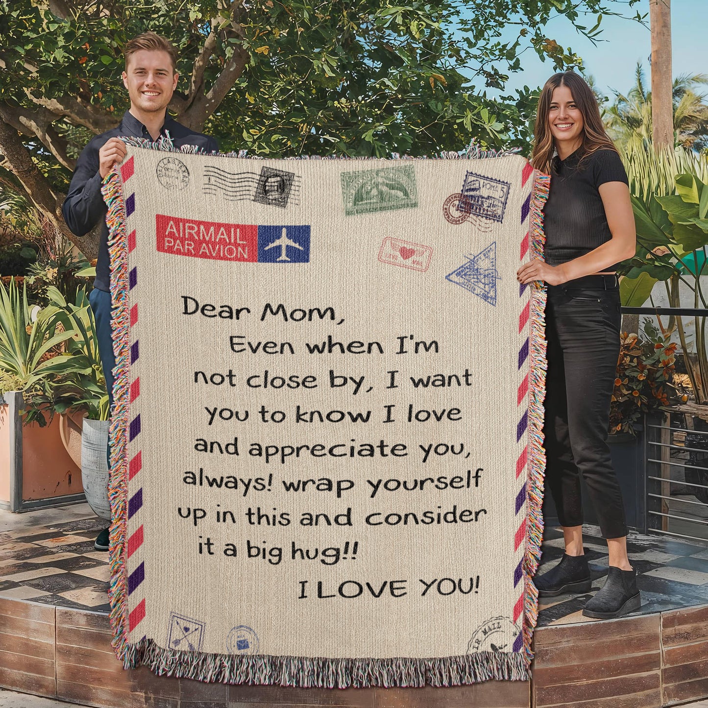 Dear Mom - I Love You - Heirloom Woven Blanket