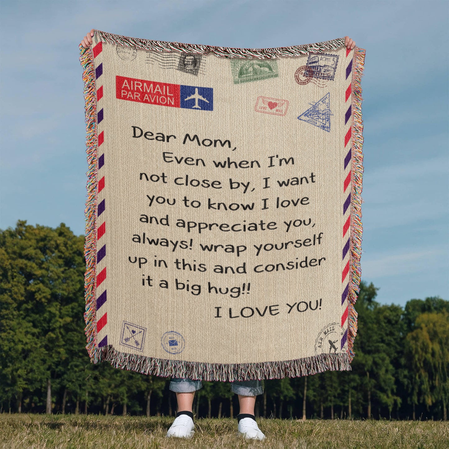 Dear Mom - I Love You - Heirloom Woven Blanket