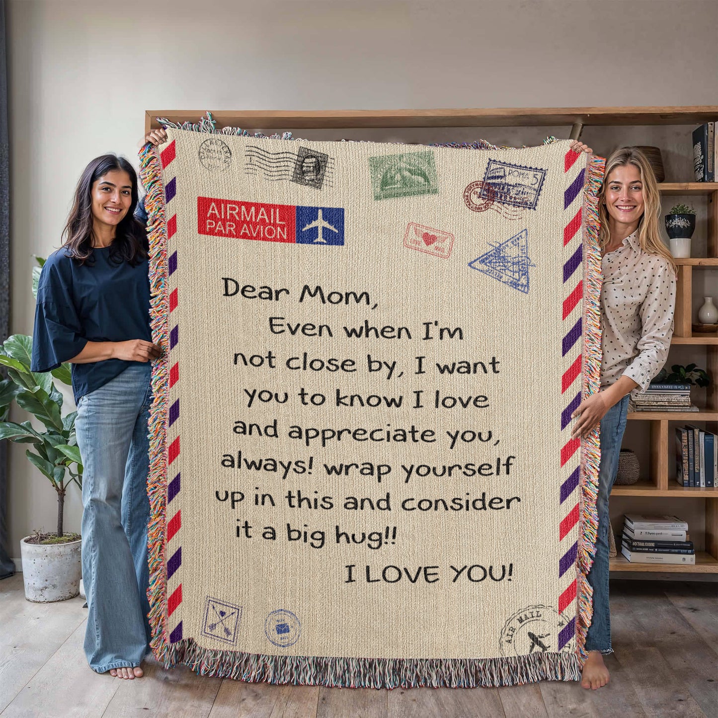 Dear Mom - I Love You - Heirloom Woven Blanket