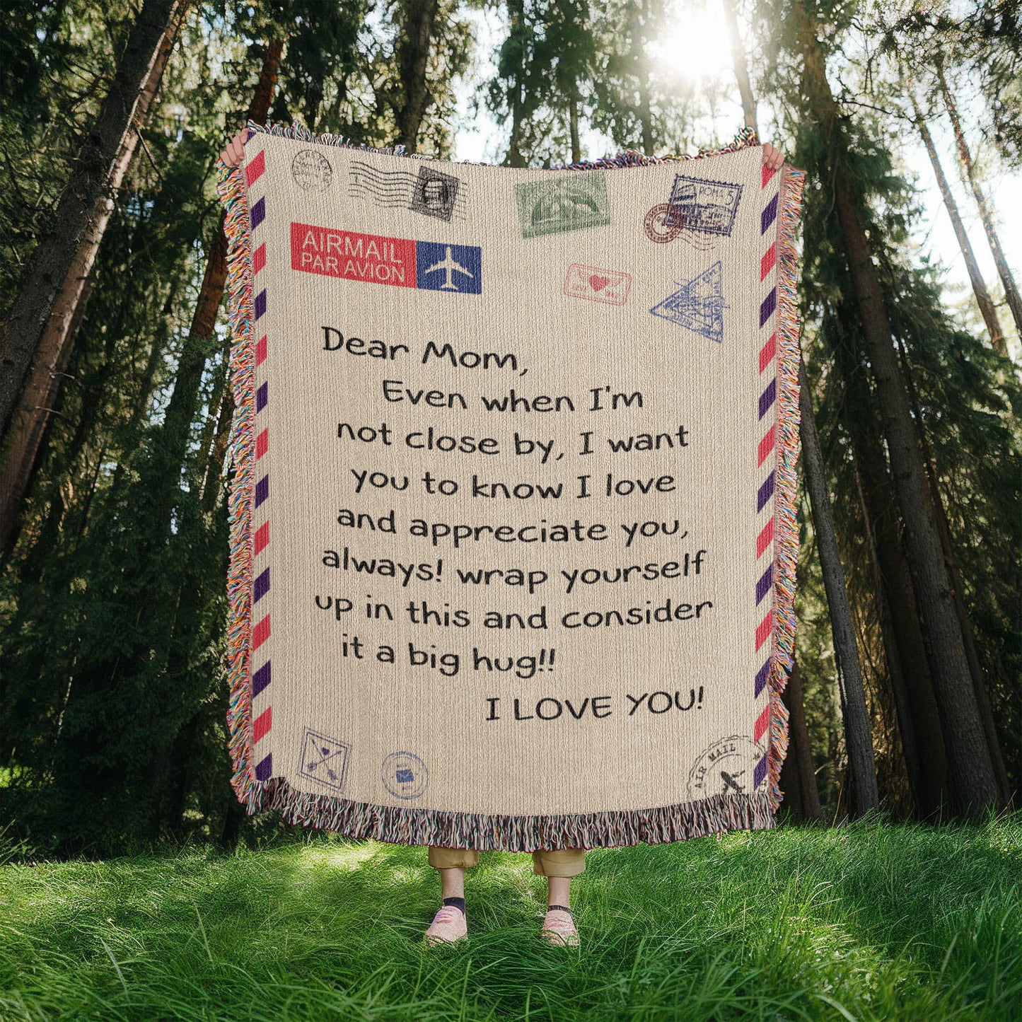 Dear Mom - I Love You - Heirloom Woven Blanket