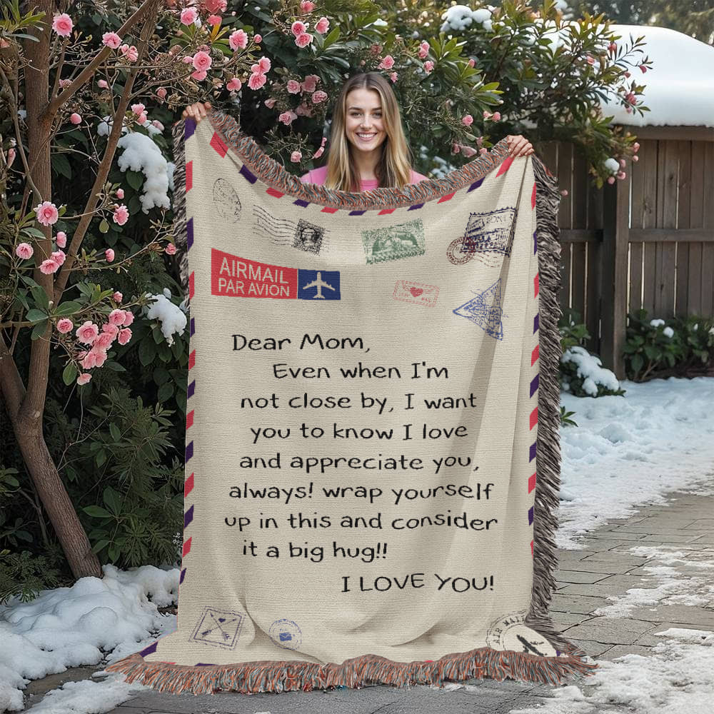 Dear Mom - I Love You - Heirloom Woven Blanket