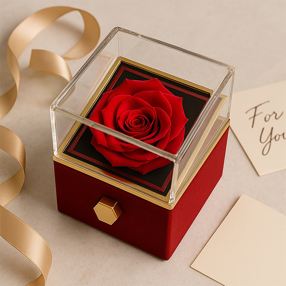 To My Boyfriend's Mom | Thank You | Love Knot with Rotating Rose Gift Box