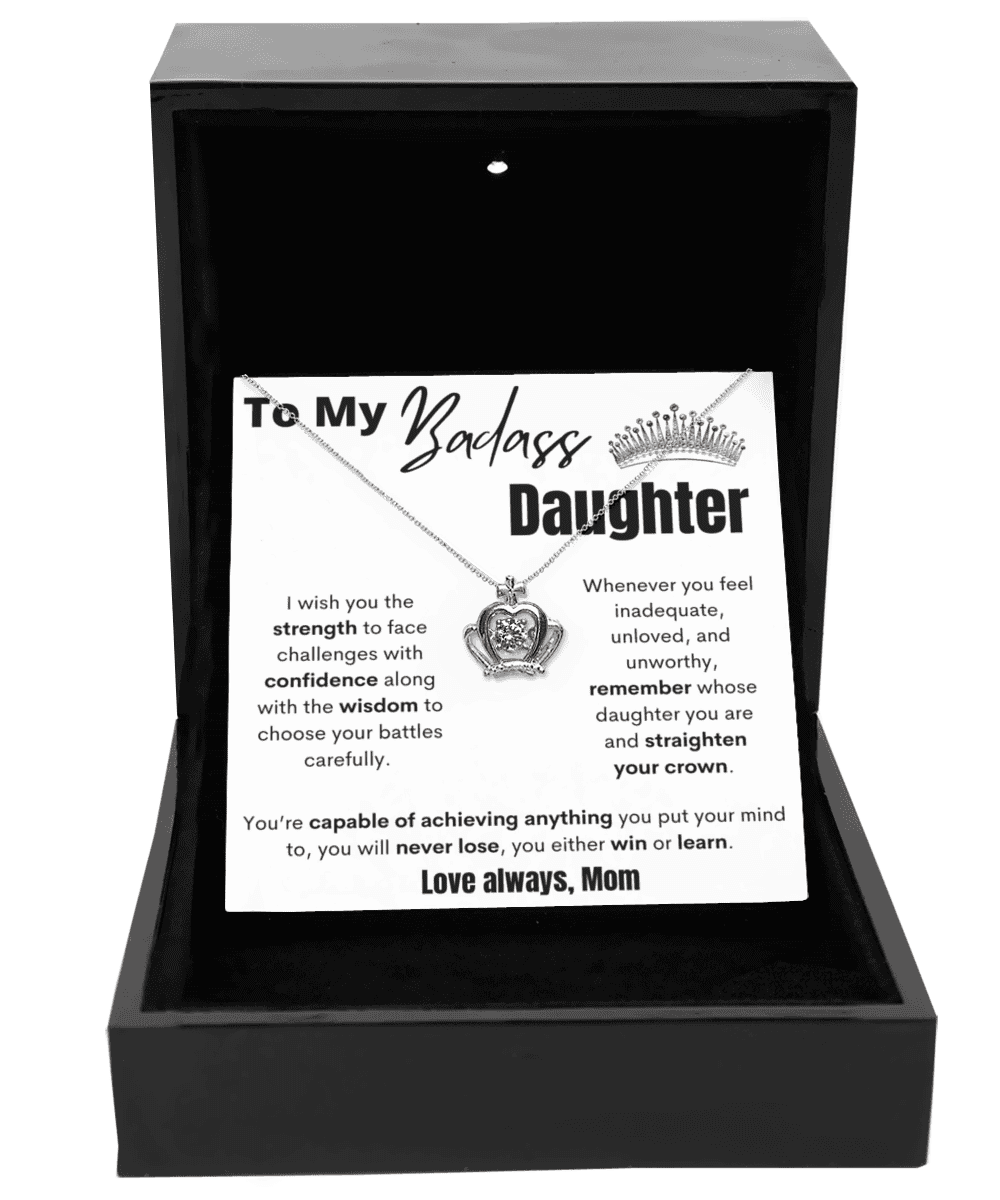 To My Badass Daughter - Straighten Your Crown - Crown Necklace