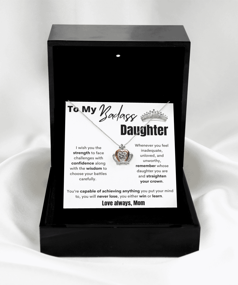 To My Badass Daughter - Straighten Your Crown - Crown Necklace