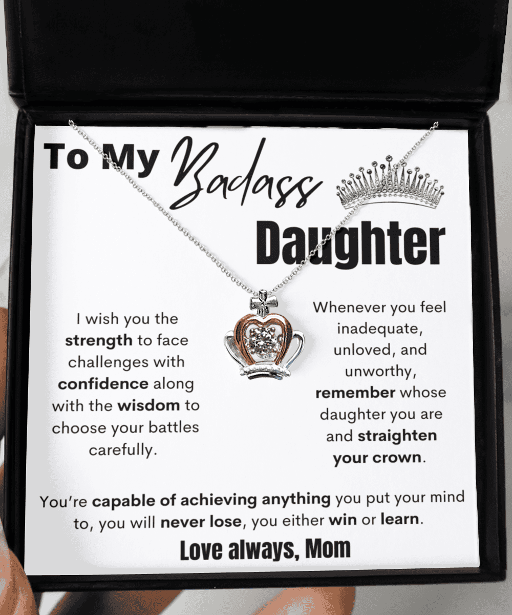 To My Badass Daughter - Straighten Your Crown - Crown Necklace