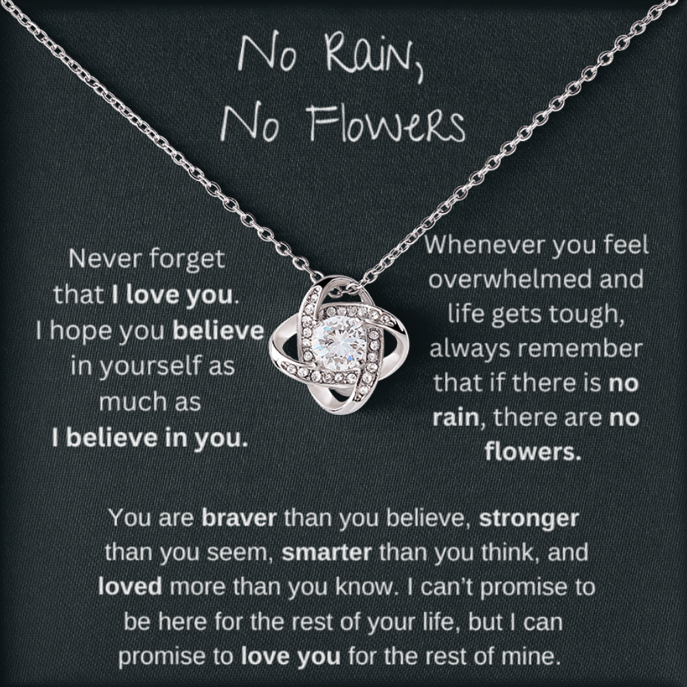 No Rain No Flowers - I Believe In You - Love Knot Necklace with Red Heart Rose Box