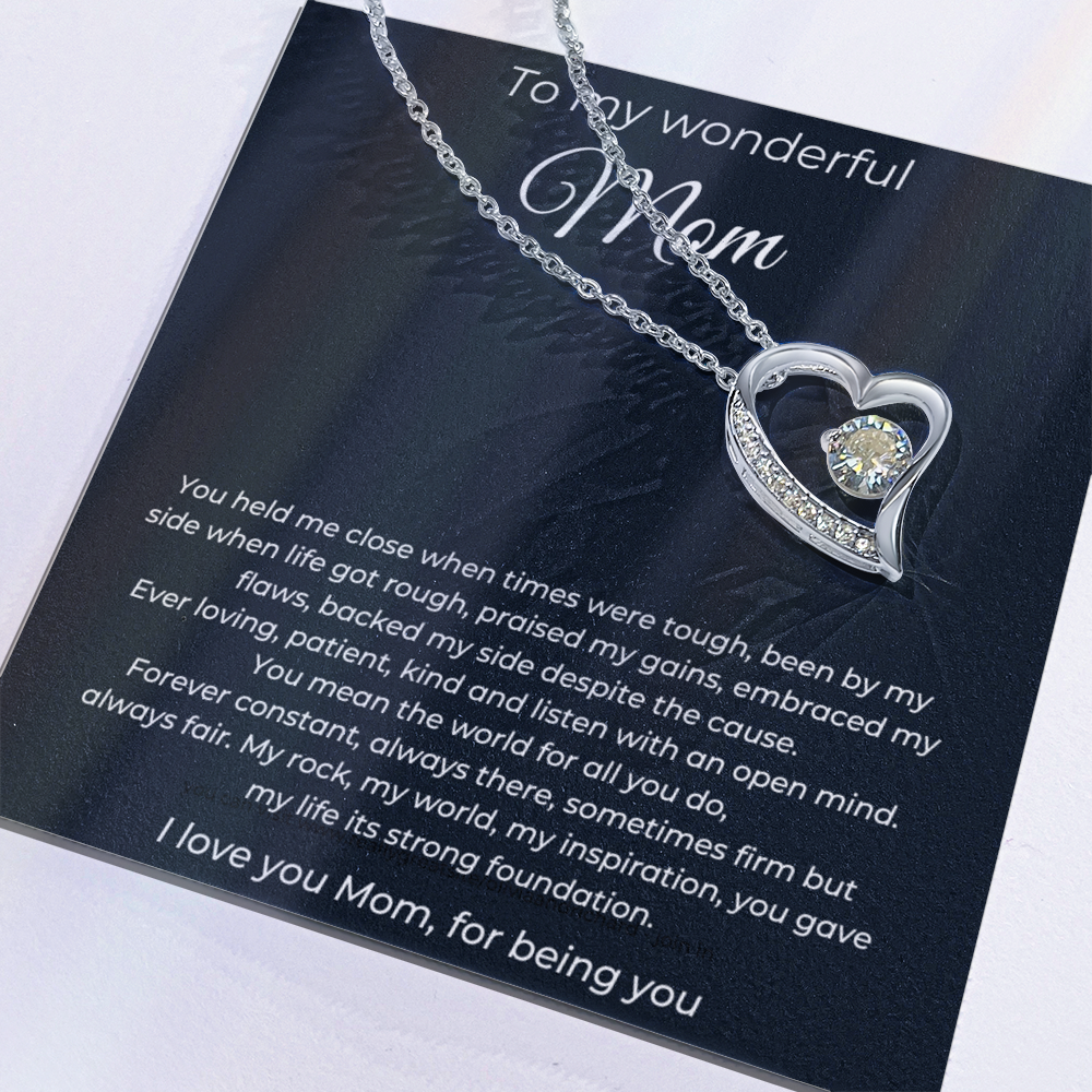 To My Wonderful Mom | Forever Constant | Forever Love Necklace with Red Heart Rose Box