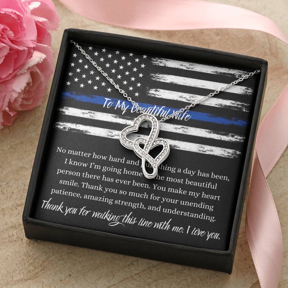 To My Beautiful Police Wife - Double Hearts Necklace
