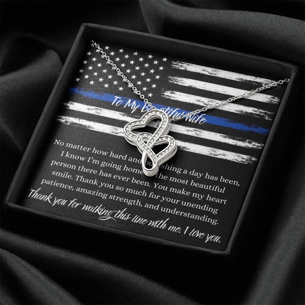 To My Beautiful Police Wife - Double Hearts Necklace