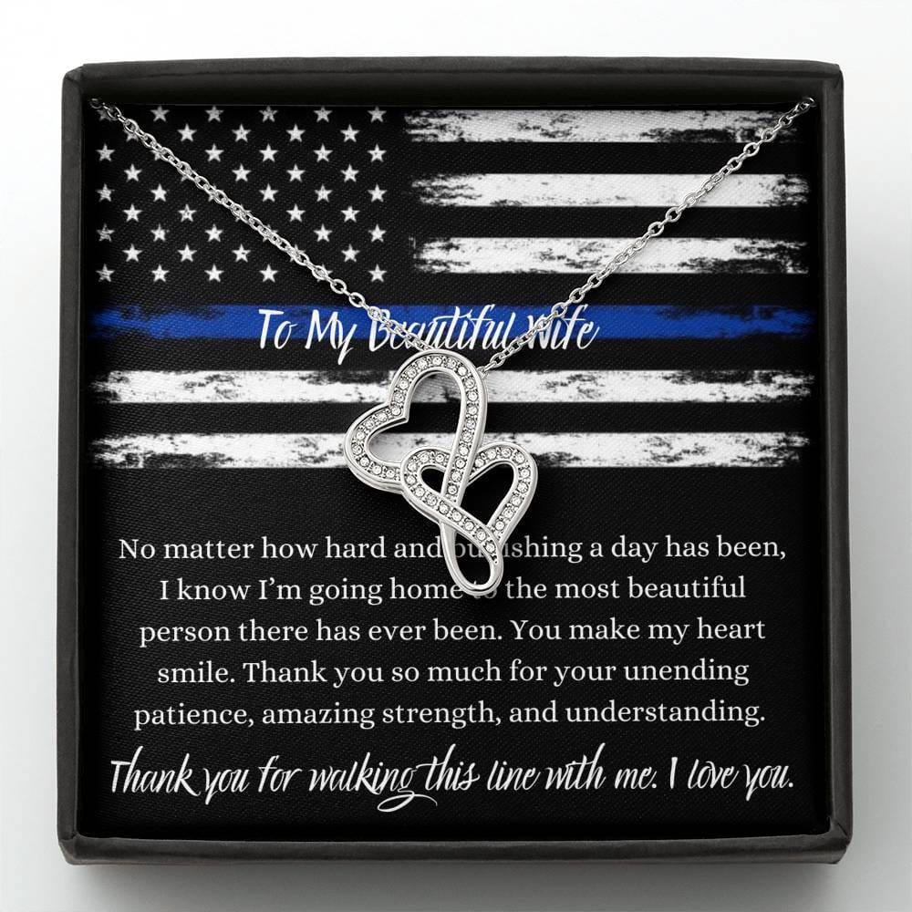 To My Beautiful Police Wife - Double Hearts Necklace