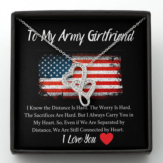 To My Army Girlfriend - I Know The Distance - Double Hearts Necklace