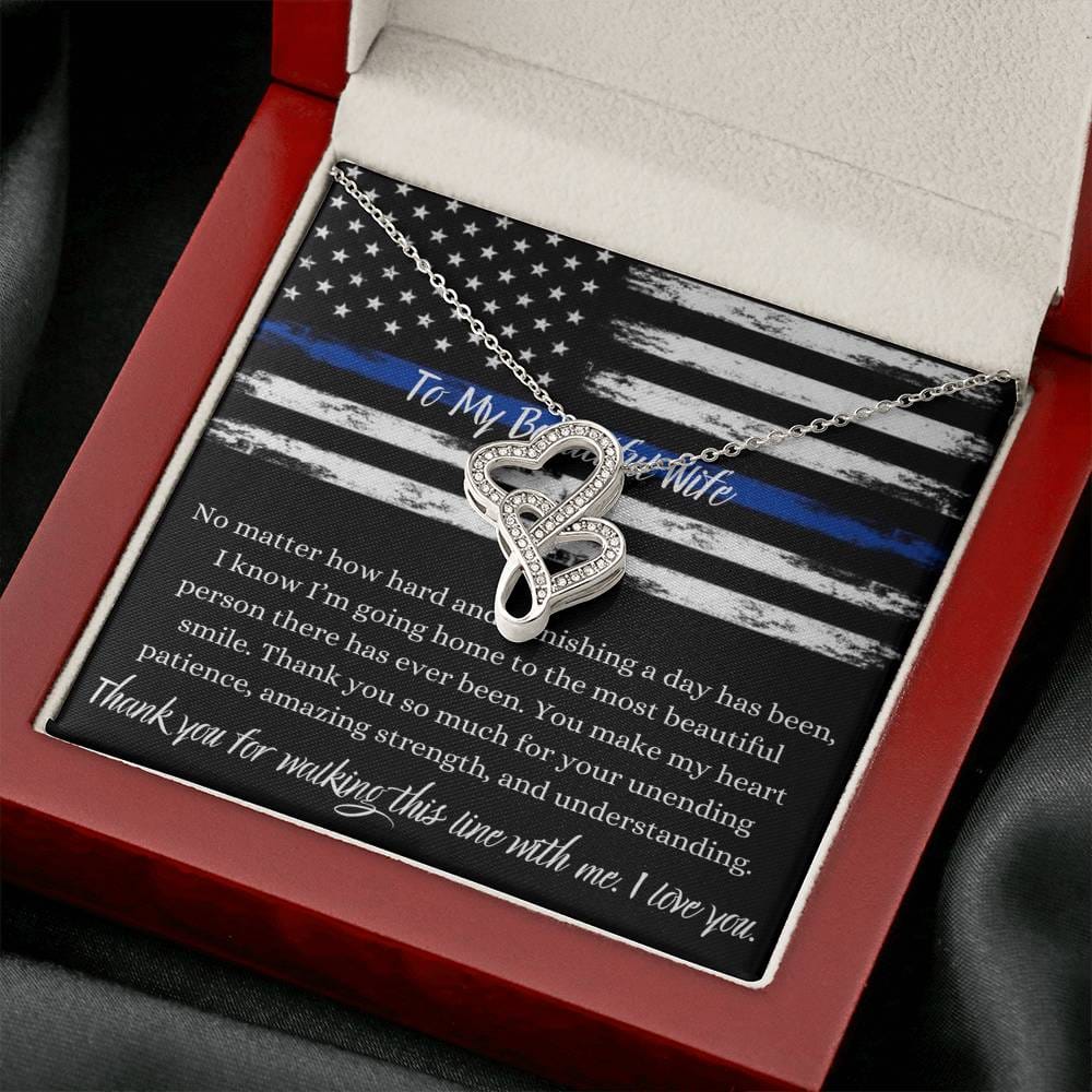 To My Beautiful Police Wife - Double Hearts Necklace