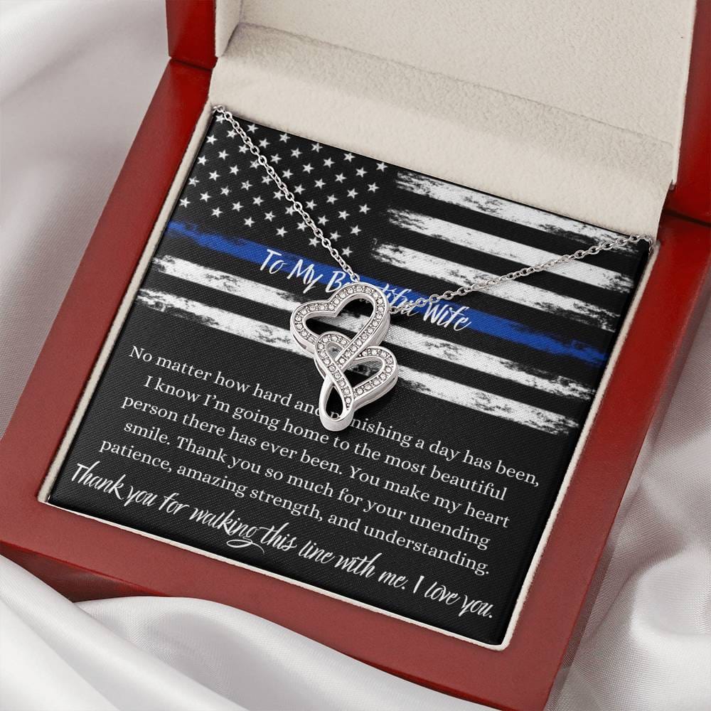 To My Beautiful Police Wife - Double Hearts Necklace