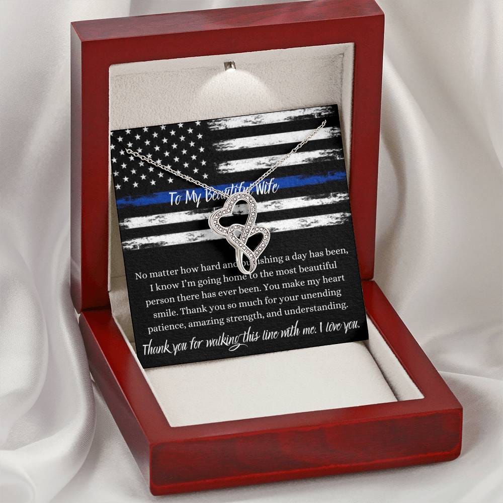 To My Beautiful Police Wife - Double Hearts Necklace