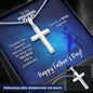 To My Fishing Dad - You're A Reel Legend - Personalized Cross Necklace