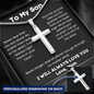 To My Son - Never Fear - Personalized Cross Necklace