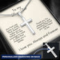 To My Bonus Dad - Any Fool - Personalized Cross Necklace