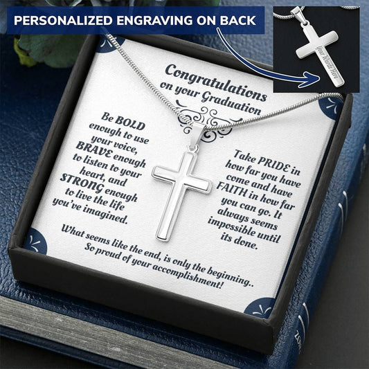 Congratulations On Your Graduation - Personalized Cross Necklace