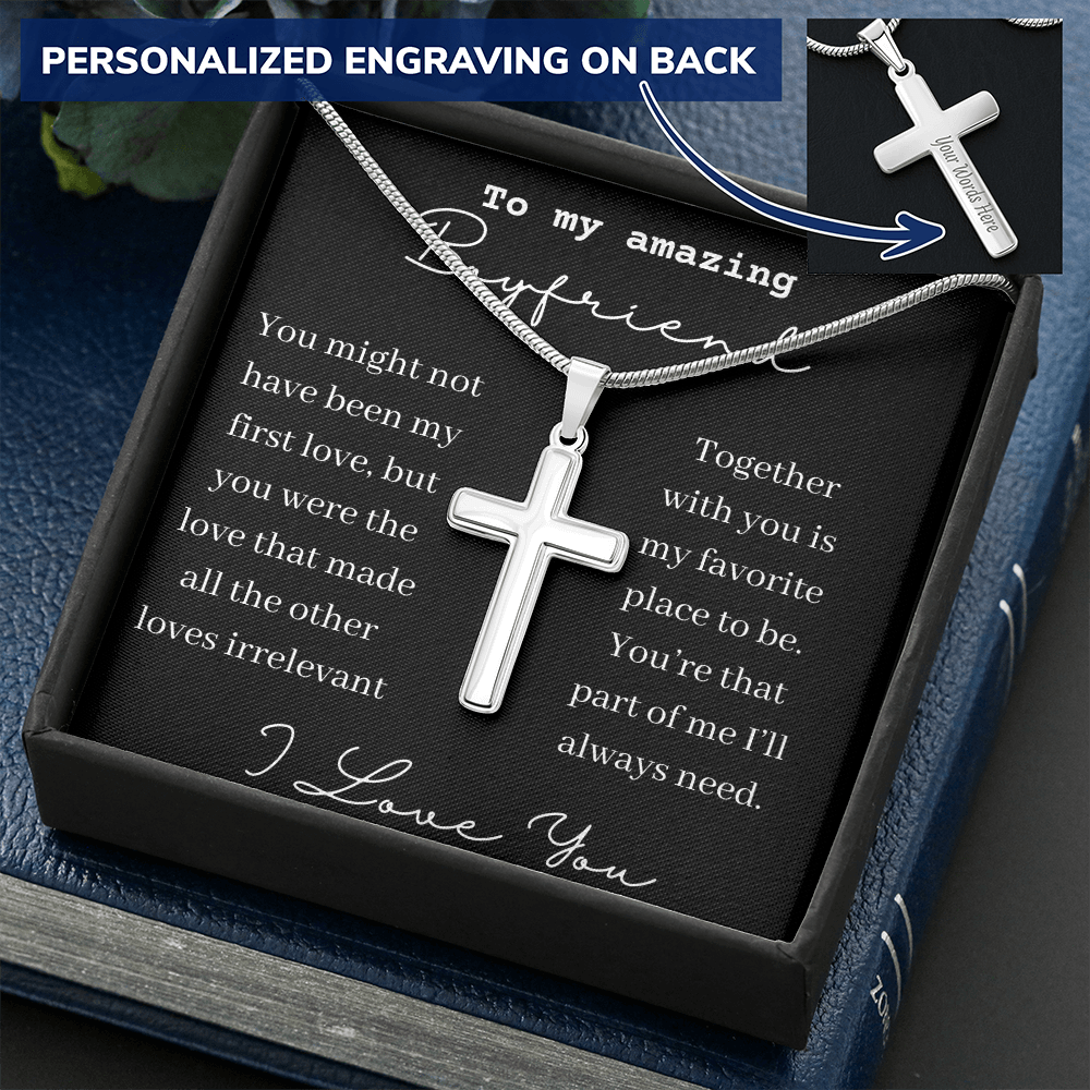 Engraved cross 2025 necklace for him