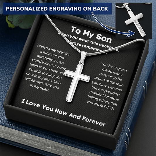 To My Son - When You Wear This Necklace - Personalized Cross Necklace
