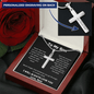 To My Son - Never Fear - Personalized Cross Necklace