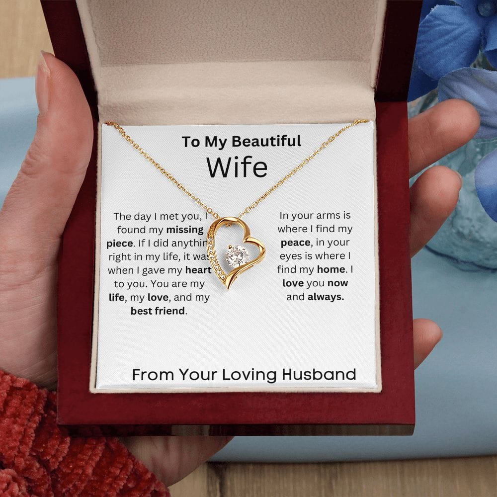 To My Beautiful Wife - The Day I Met You - Forever Love Necklace
