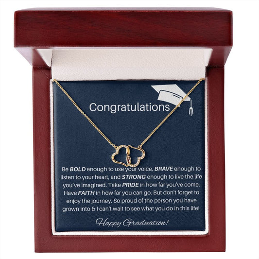 Congratulations - Happy Graduation - Everlasting Love 10K Solid Gold Necklace