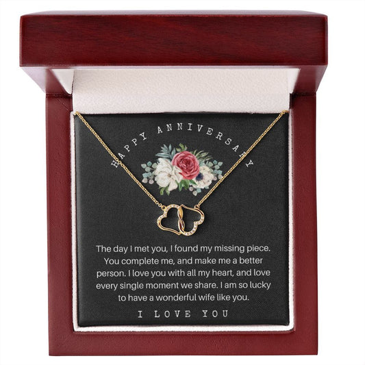 Happy Anniversary - The Day I Met You - Everlasting Love 10K Solid Gold Necklace