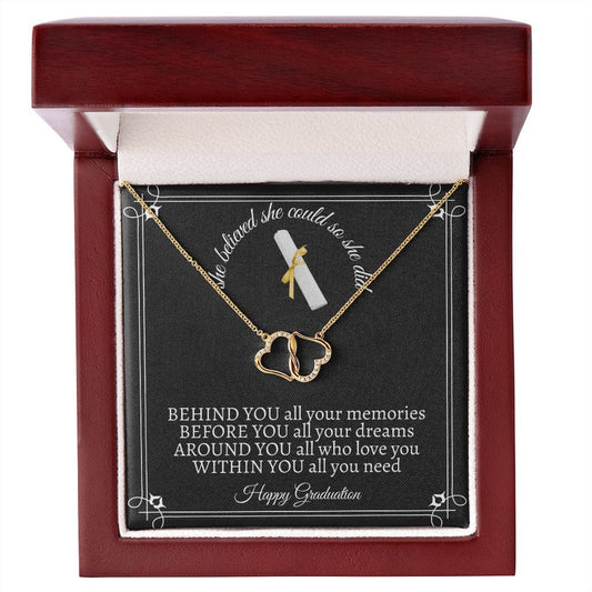 She Believed She Could - Happy Graduation - Everlasting Love 10K Solid Gold Necklace