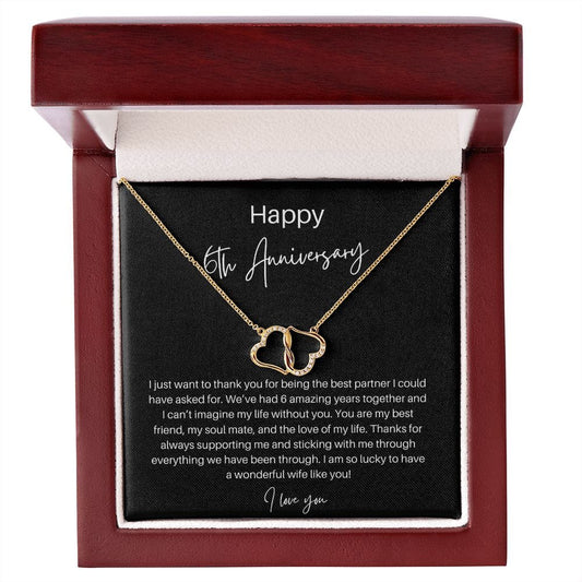 Happy 6th Anniversary - Everlasting Love 10K Solid Gold Necklace