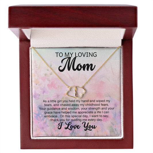 To My Loving Mom - I Love You - Everlasting Love 10K Solid Gold Necklace