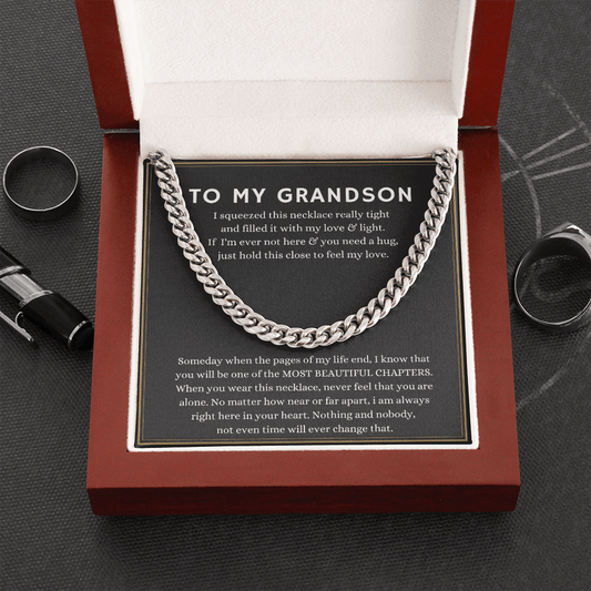 To My Grandson - Feel My Love - Cuban Link Chain Necklace