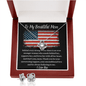 To My Beautiful Mom - Behind Every Soldier - Love Knot Necklace And Earring Set