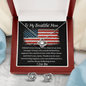 To My Beautiful Mom - Behind Every Soldier - Love Knot Necklace And Earring Set