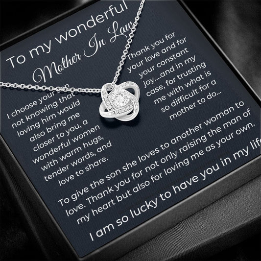 To My Wonderful Mother In Law - I Am So Lucky - Love Knot Necklace
