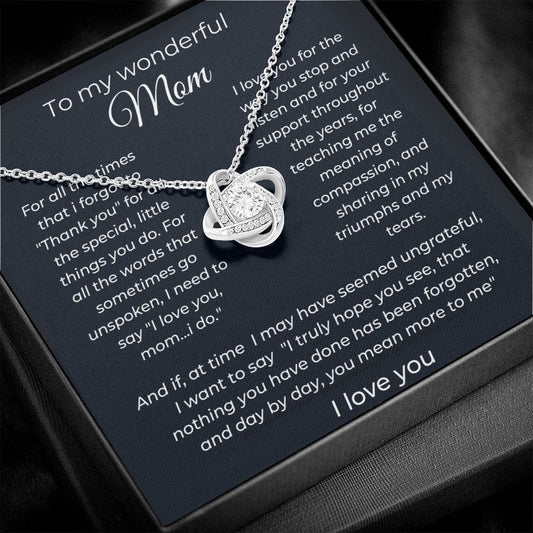 To My Wonderful Mom - For All The Times - Love Knot Necklace