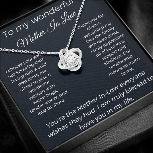 To My Wonderful Mother In Law - I Choose Your Son - Love Knot Necklace