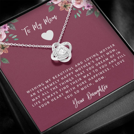 To My Mom - I Love You So Much - Love Knot Necklace