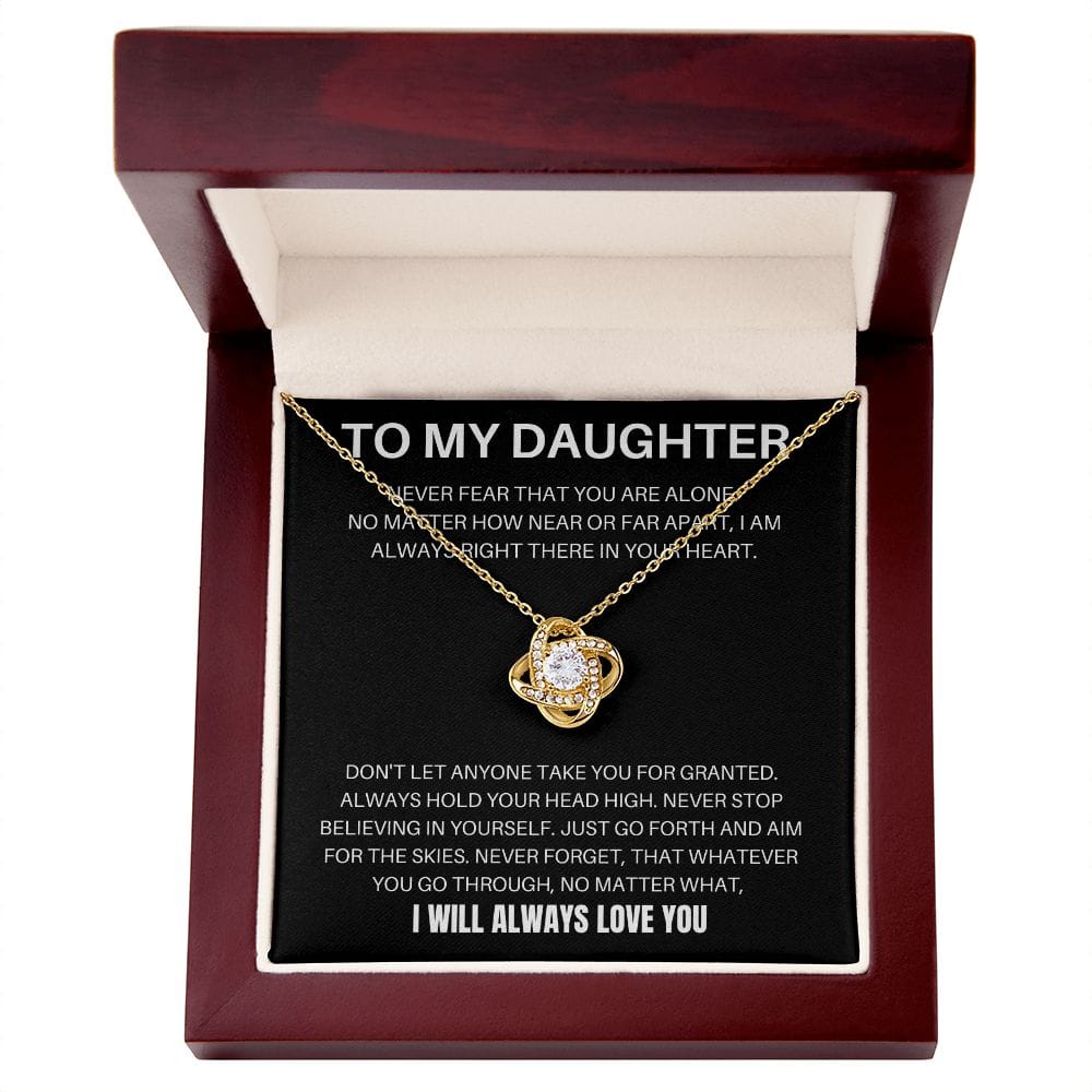To My Daughter - Never Fear - Love Knot Necklace