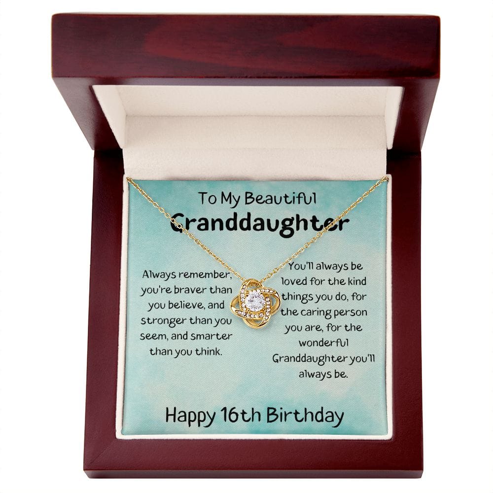To My Beautiful Granddaughter - Happy 16th Birthday - Love Knot Necklace