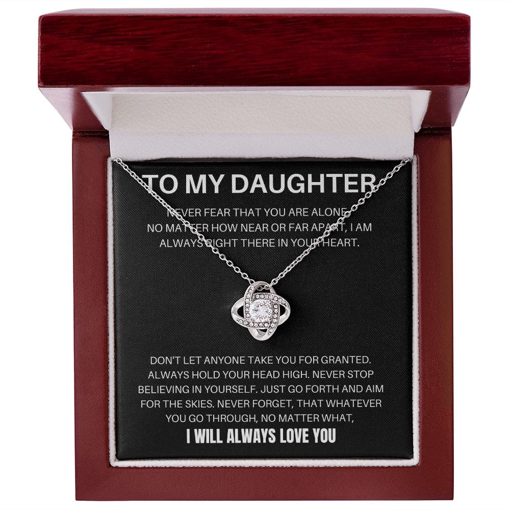 To My Daughter - Never Fear - Love Knot Necklace