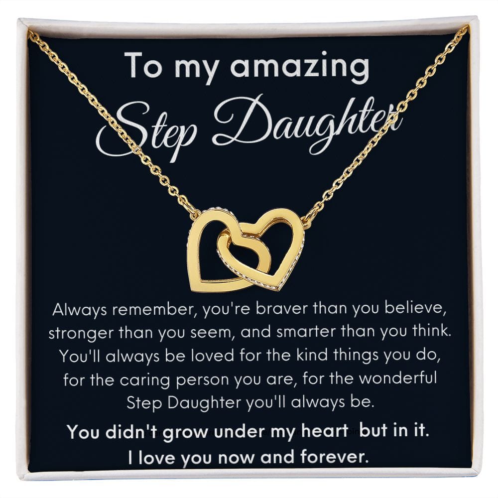To My Amazing Step Daughter - Always Remember - Interlocking Hearts Necklace