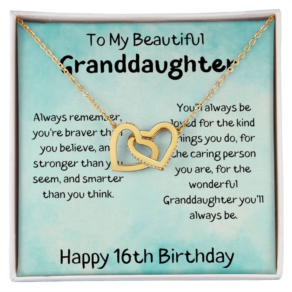 To My Beautiful Granddaughter - Happy 16th Birthday - Interlocking Hearts Necklace