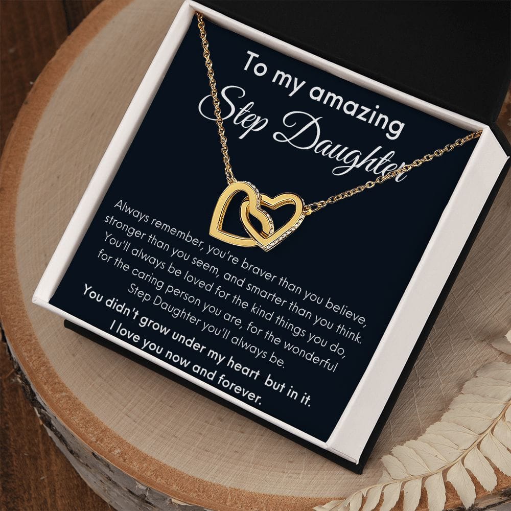 To My Amazing Step Daughter - Always Remember - Interlocking Hearts Necklace