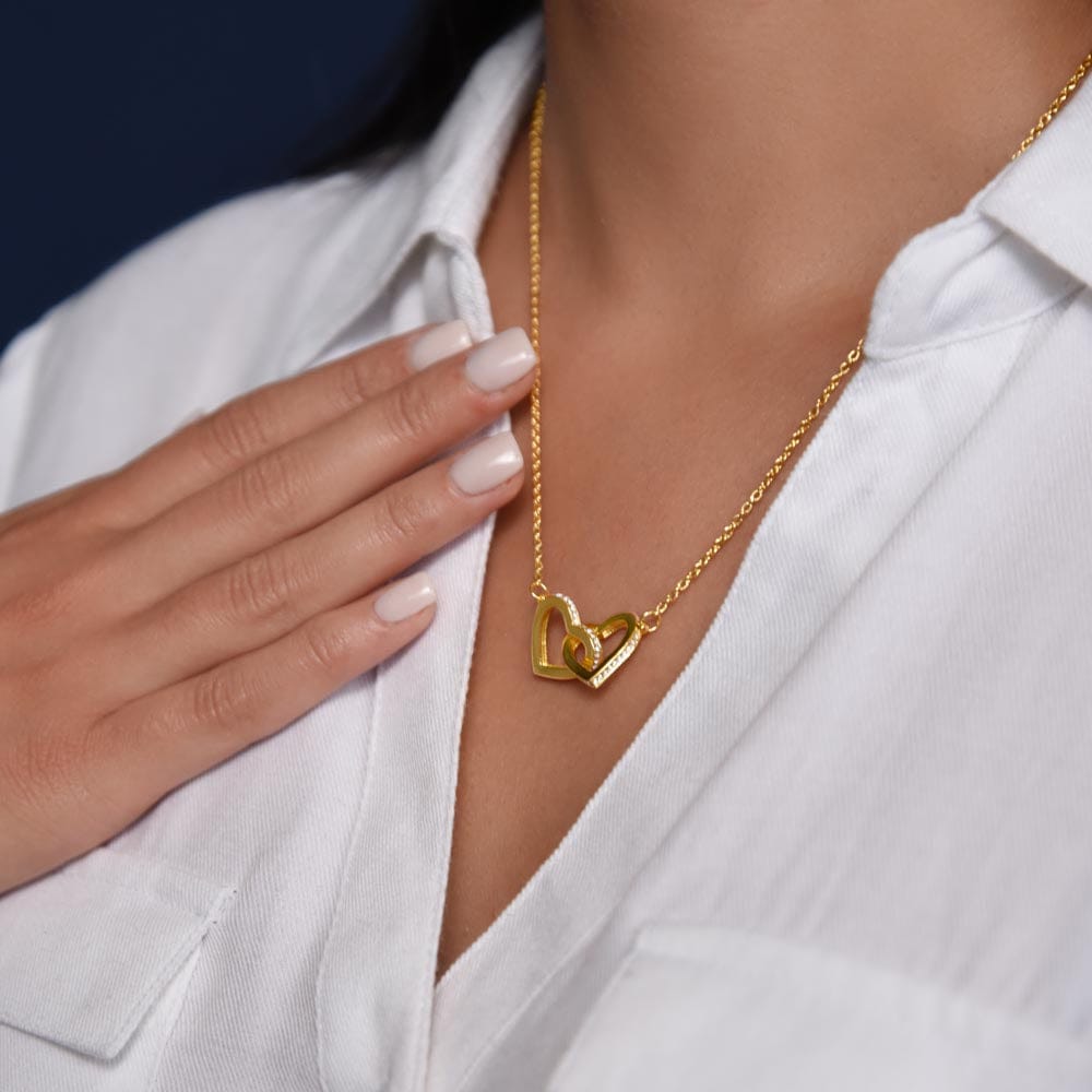 To My Daughter - Never Fear - Interlocking Hearts Necklace