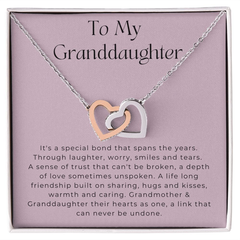To My Granddaughter - It's A Special Bond - Interlocking Hearts Necklace