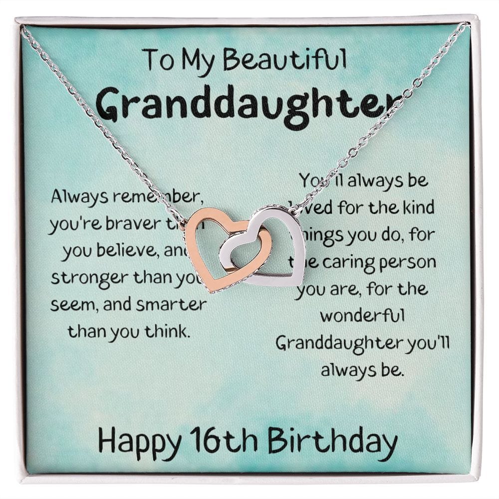 To My Beautiful Granddaughter - Happy 16th Birthday - Interlocking Hearts Necklace