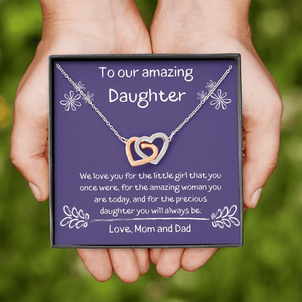 To Our Amazing Daughter - We Love You - Interlocking Hearts Necklace