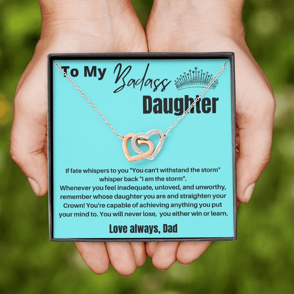 To My Badass Daughter - Interlocking Hearts Necklace