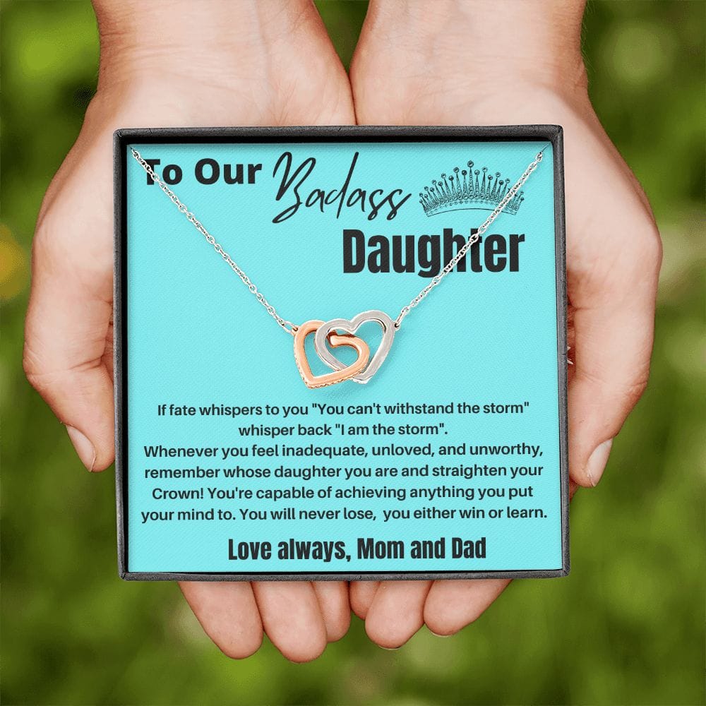 To Our Badass Daughter - If Fate Whispers - Interlocking Hearts Necklace